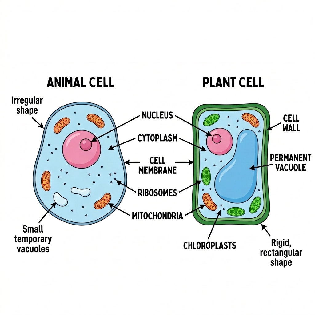 Comparison of Animal and Plant Cell structures