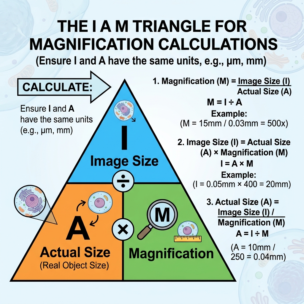 The I.A.M. triangle for magnification calculations